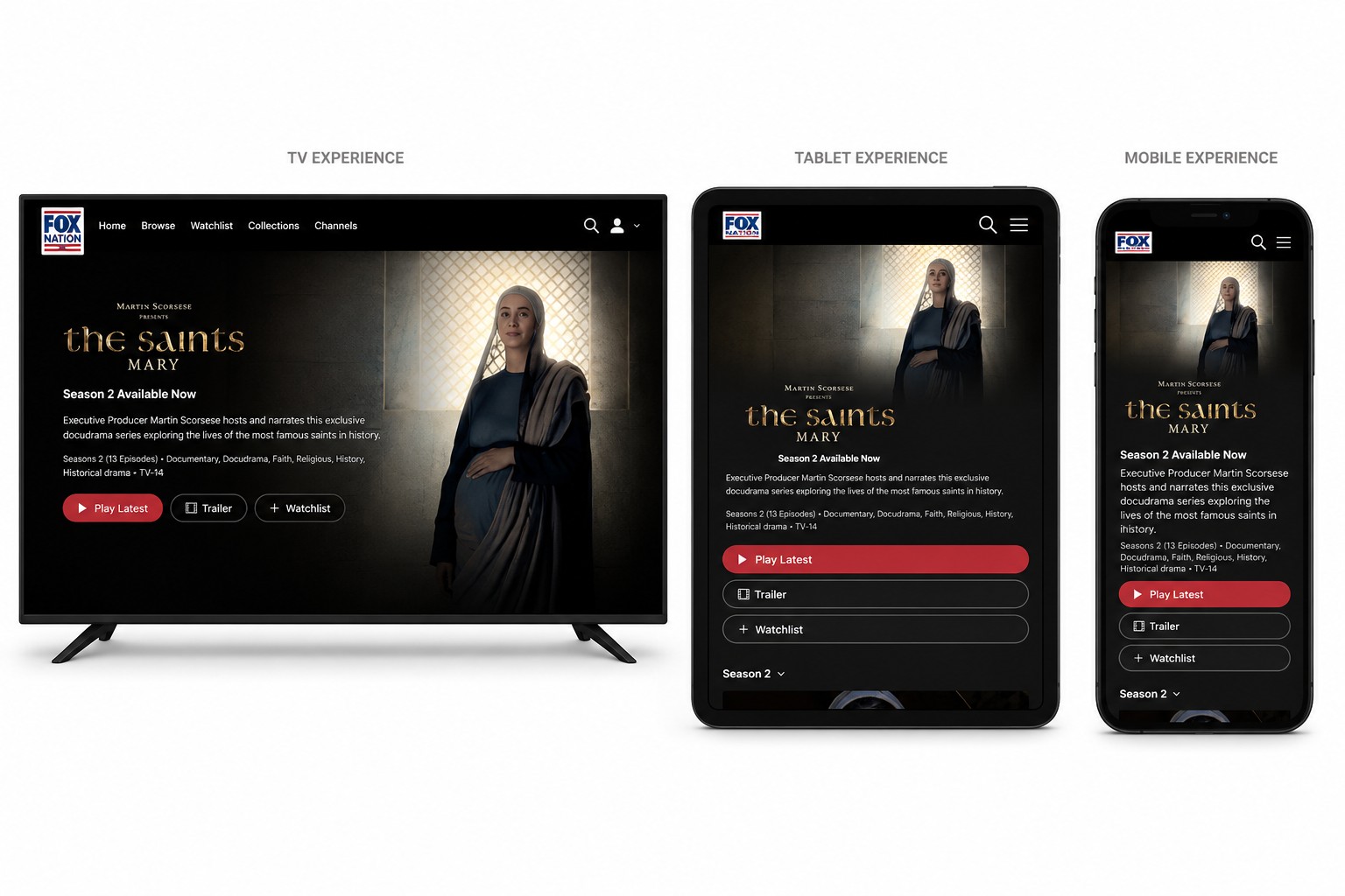 FOX Nation — The Saints: Mary across TV, tablet, and mobile